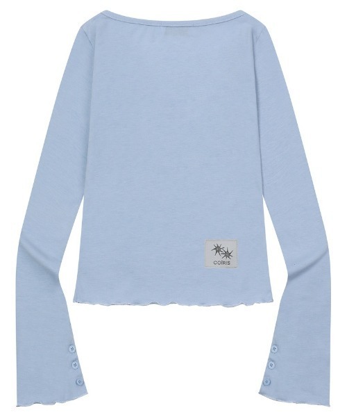 Ada.（エイダ）の「◇COIRIS◇ブランド直輸入正規品/DARO Uネック スリムフィット ボタン付き 長袖 Tシャツ DARO U-NECK SLIM FIT BUTTON LONG SLEEVE T（Tシャツ/カットソー・レディース・スカイブルー・FREE）」の3枚目の写真