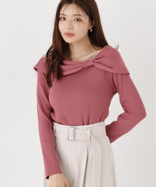 PROPORTION BODY DRESSING(プロポーションボディドレッシング)の「リボンケープ風ニット / 1216270915(ニット/セーター・レディース・ホワイト系その他/ブラック系その他/ピンク・FREE)」の3枚目の写真