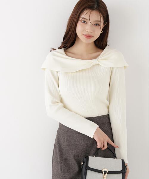 PROPORTION BODY DRESSING(プロポーションボディドレッシング)の「リボンケープ風ニット / 1216270915(ニット/セーター・レディース・ホワイト系その他/ブラック系その他/ピンク・FREE)」の4枚目の写真