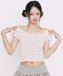 HEART APPLE PATTERN T-SHIRTS_WHITE
