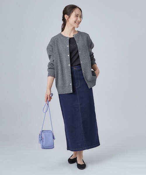 SHOO・LA・RUE(シューラルー)の「【セットアップ可/洗濯機可】軽やかに羽織れる スポンディッシュ ニットカーディガン(カーディガン/ボレロ・レディース・グレー/ブラック/ダークブラウン/ナチュラル/ボルドー/ブルー系その他・01/02/03)」の9枚目の写真