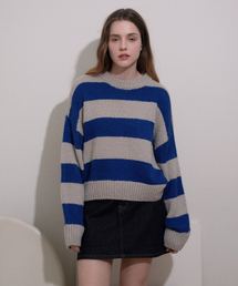 Wool Color Scheme Striped Knit (Beige)