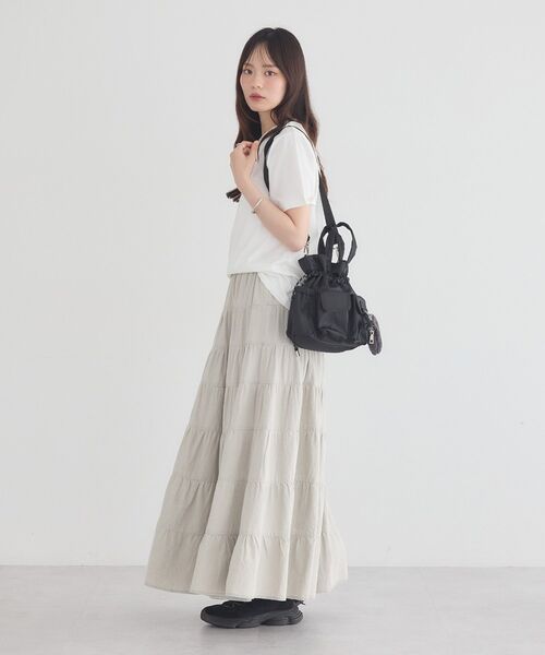 earth music&ecology(アースミュージックアンドエコロジー)の「フロッキープリントTシャツ(Tシャツ/カットソー・レディース・チャコールグレー/オフホワイト/ピンク・FREE)」の16枚目の写真