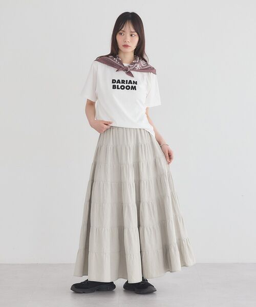 earth music&ecology(アースミュージックアンドエコロジー)の「フロッキープリントTシャツ(Tシャツ/カットソー・レディース・チャコールグレー/オフホワイト/ピンク・FREE)」の18枚目の写真