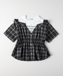 VIVIAN BLUE | 《110-160cm展開》肩あきフェイクレイヤードシャツ(シャツ/ブラウス)