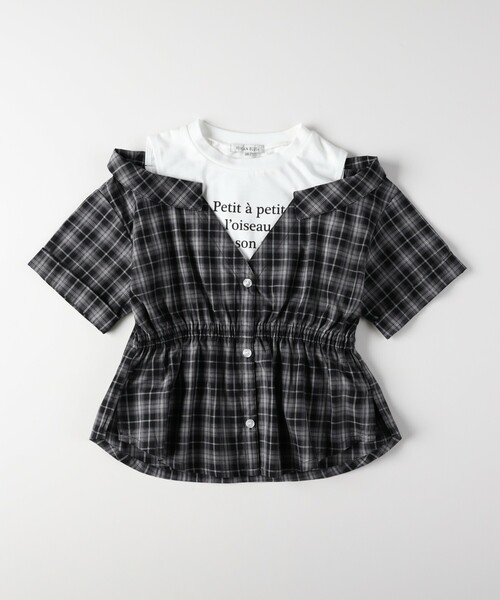 VIVIAN BLUE(ビビアンブルー)の「《110-160cm展開》肩あきフェイクレイヤードシャツ(シャツ/ブラウス・キッズ・サックスブルー/ブラック・11/15 /14/13/12/16)」の3枚目の写真