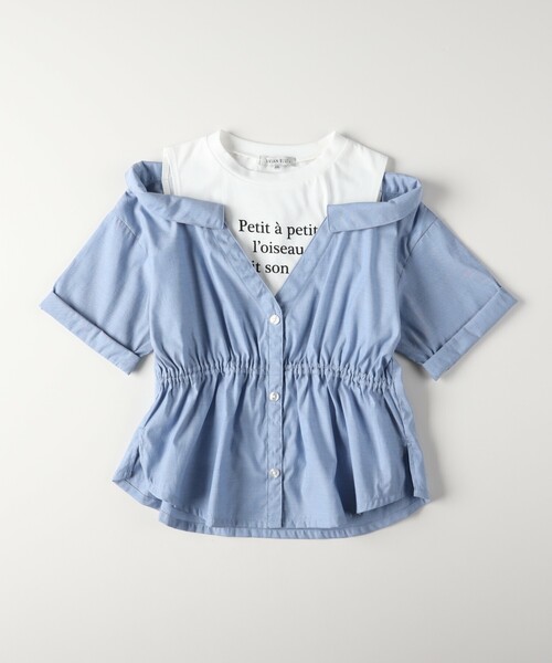 VIVIAN BLUE(ビビアンブルー)の「《110-160cm展開》肩あきフェイクレイヤードシャツ(シャツ/ブラウス・キッズ・サックスブルー/ブラック・11/15 /14/13/12/16)」の4枚目の写真