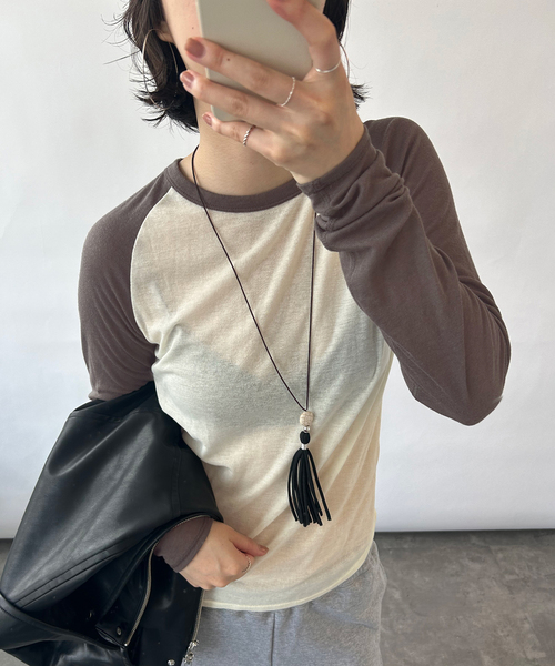 SLOBE IENA(スローブイエナ)の「シアーパウダーテレコラグランプルオーバー(Tシャツ/カットソー・レディース・ライトグレー/ホワイト・FREE)」の4枚目の写真