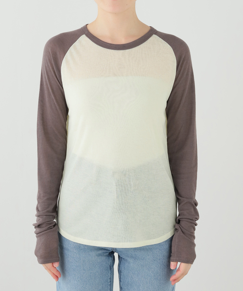 SLOBE IENA(スローブイエナ)の「シアーパウダーテレコラグランプルオーバー(Tシャツ/カットソー・レディース・ライトグレー/ホワイト・FREE)」の12枚目の写真
