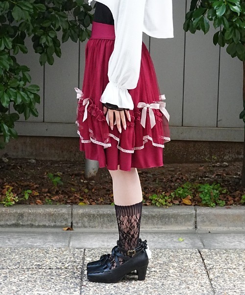 axes femme POETIQUE(アクシーズファムポエティック)の「メニーリボンミドルSK(スカート・レディース・ブラック/サックスブルー/ワイン・MEDIUM)」の5枚目の写真
