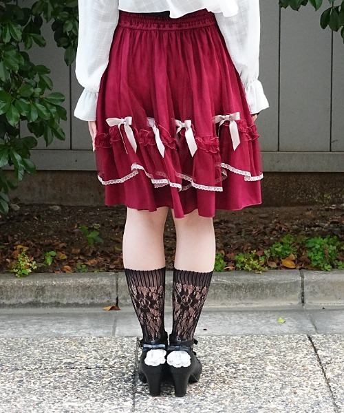 axes femme POETIQUE(アクシーズファムポエティック)の「メニーリボンミドルSK(スカート・レディース・ブラック/サックスブルー/ワイン・MEDIUM)」の6枚目の写真