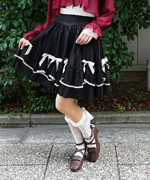 axes femme POETIQUE(アクシーズファムポエティック)の「メニーリボンミドルSK(スカート・レディース・ブラック/サックスブルー/ワイン・MEDIUM)」の8枚目の写真
