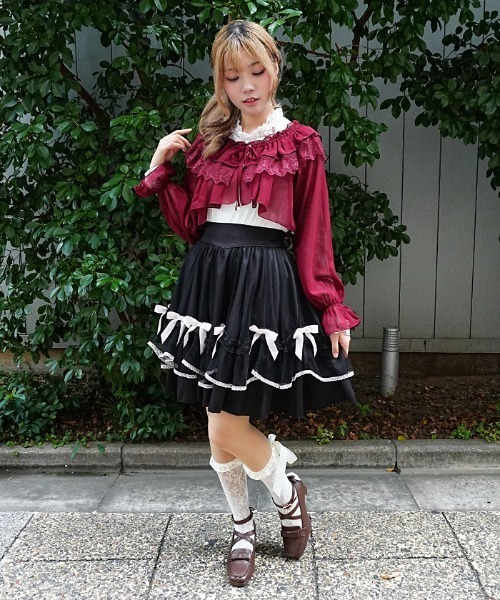 axes femme POETIQUE(アクシーズファムポエティック)の「メニーリボンミドルSK(スカート・レディース・ブラック/サックスブルー/ワイン・MEDIUM)」の11枚目の写真