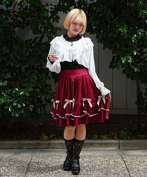 axes femme POETIQUE(アクシーズファムポエティック)の「メニーリボンミドルSK(スカート・レディース・ブラック/サックスブルー/ワイン・MEDIUM)」の12枚目の写真