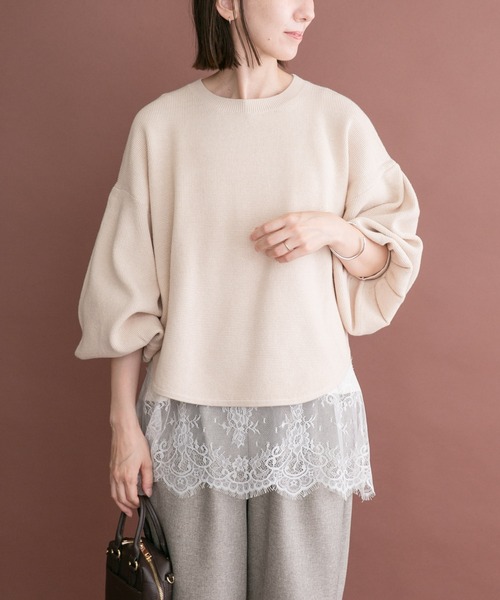 ITEMS URBANRESEARCH(アイテムズ アーバンリサーチ)の「ワッフルクロップドニット(ニット/セーター・レディース・チャコールグレー/モカ/ホワイト・FREE)」の1枚目の写真