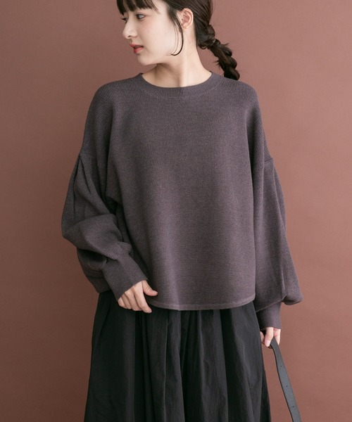 ITEMS URBANRESEARCH(アイテムズ アーバンリサーチ)の「ワッフルクロップドニット(ニット/セーター・レディース・チャコールグレー/モカ/ホワイト・FREE)」の2枚目の写真