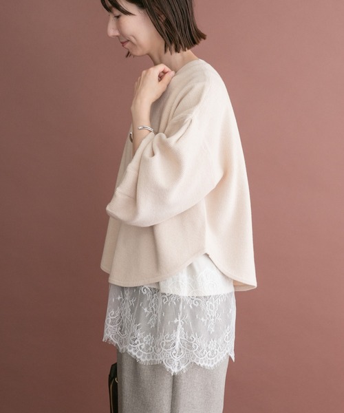 ITEMS URBANRESEARCH(アイテムズ アーバンリサーチ)の「ワッフルクロップドニット(ニット/セーター・レディース・チャコールグレー/モカ/ホワイト・FREE)」の6枚目の写真