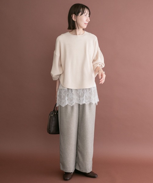 ITEMS URBANRESEARCH(アイテムズ アーバンリサーチ)の「ワッフルクロップドニット(ニット/セーター・レディース・チャコールグレー/モカ/ホワイト・FREE)」の9枚目の写真