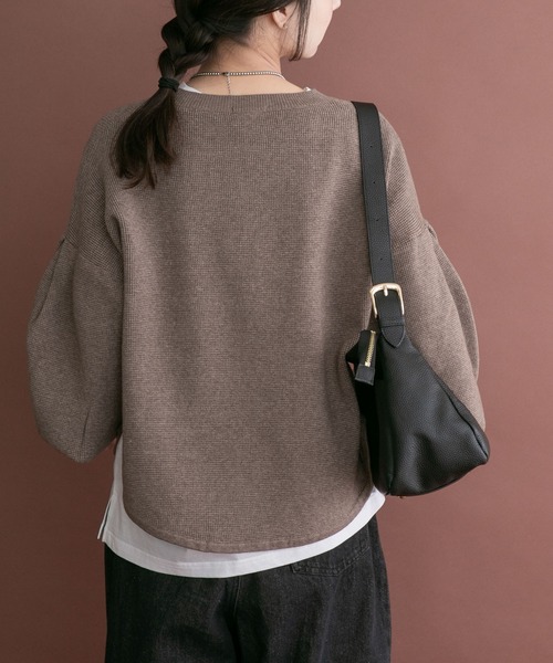 ITEMS URBANRESEARCH(アイテムズ アーバンリサーチ)の「ワッフルクロップドニット(ニット/セーター・レディース・チャコールグレー/モカ/ホワイト・FREE)」の17枚目の写真