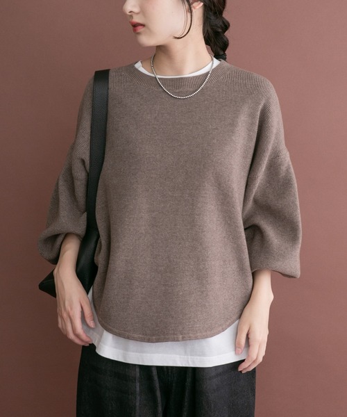 ITEMS URBANRESEARCH(アイテムズ アーバンリサーチ)の「ワッフルクロップドニット(ニット/セーター・レディース・チャコールグレー/モカ/ホワイト・FREE)」の18枚目の写真