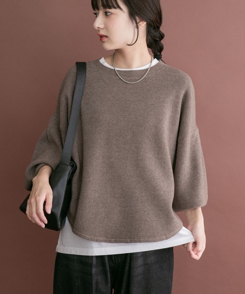 ITEMS URBANRESEARCH(アイテムズ アーバンリサーチ)の「ワッフルクロップドニット(ニット/セーター・レディース・チャコールグレー/モカ/ホワイト・FREE)」の19枚目の写真