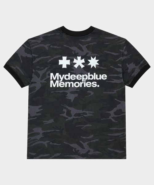 mydeepbluememories（マイディープブルーメモリーズ）の「#2 CAMO MM LOGO RINGER T-SHIRTS（Tシャツ/カットソー・レディース・ブラック・1/2）」の2枚目の写真