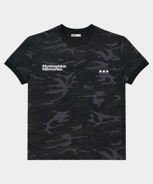 mydeepbluememories（マイディープブルーメモリーズ）の「#2 CAMO MM LOGO RINGER T-SHIRTS（Tシャツ/カットソー・レディース・ブラック・1/2）」の3枚目の写真
