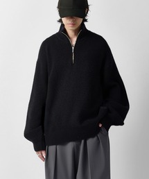 【Neucon】DESIGN OVER HALF-ZIP KNIT / 畦編みデザインオーバーハーフジップニット