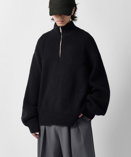 Lui's(ルイス)の「【Neucon】DESIGN OVER HALF-ZIP KNIT / 畦編みデザインオーバーハーフジップニット(ニット/セーター・メンズ・グレー/ネイビー/ブラック・2/1)」の6枚目の写真