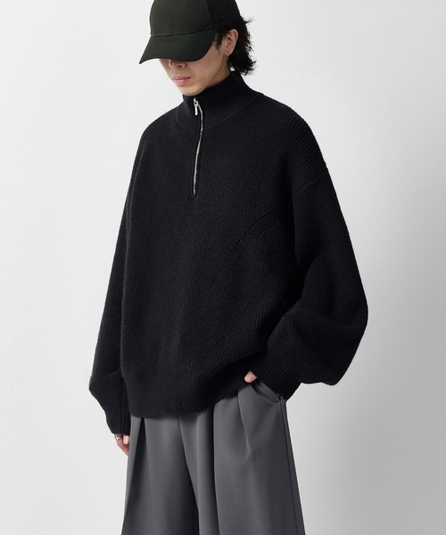 Lui's(ルイス)の「【Neucon】DESIGN OVER HALF-ZIP KNIT / 畦編みデザインオーバーハーフジップニット(ニット/セーター・メンズ・グレー/ネイビー/ブラック・2/1)」の7枚目の写真