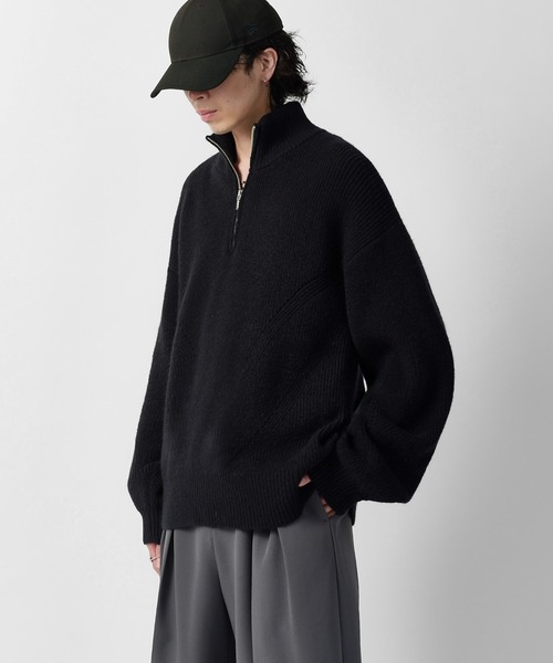Lui's(ルイス)の「【Neucon】DESIGN OVER HALF-ZIP KNIT / 畦編みデザインオーバーハーフジップニット(ニット/セーター・メンズ・グレー/ネイビー/ブラック・2/1)」の9枚目の写真