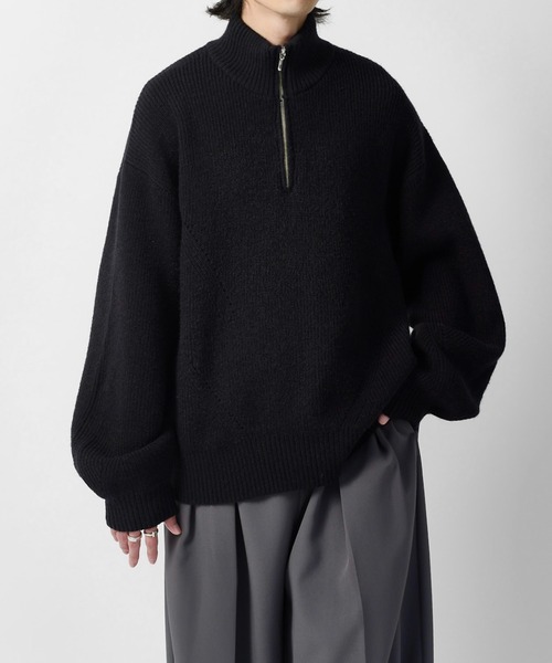 Lui's(ルイス)の「【Neucon】DESIGN OVER HALF-ZIP KNIT / 畦編みデザインオーバーハーフジップニット(ニット/セーター・メンズ・グレー/ネイビー/ブラック・2/1)」の12枚目の写真