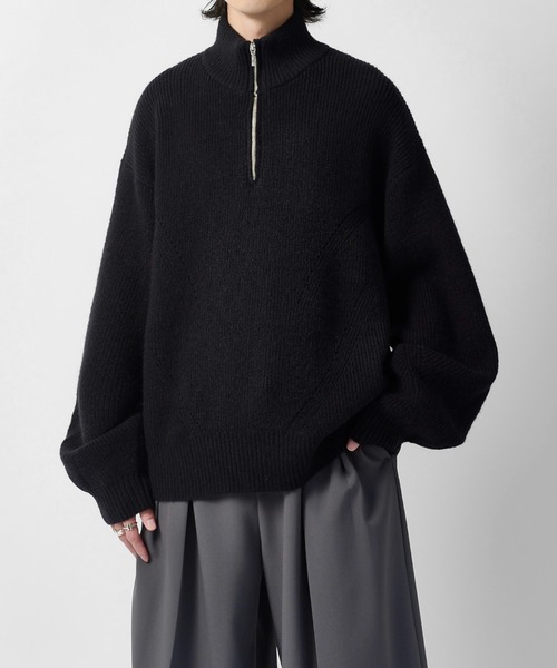 Lui's(ルイス)の「【Neucon】DESIGN OVER HALF-ZIP KNIT / 畦編みデザインオーバーハーフジップニット(ニット/セーター・メンズ・グレー/ネイビー/ブラック・2/1)」の11枚目の写真