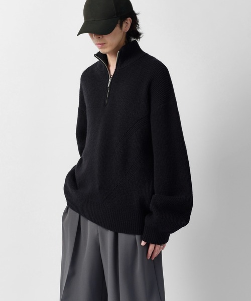 Lui's(ルイス)の「【Neucon】DESIGN OVER HALF-ZIP KNIT / 畦編みデザインオーバーハーフジップニット(ニット/セーター・メンズ・グレー/ネイビー/ブラック・2/1)」の10枚目の写真