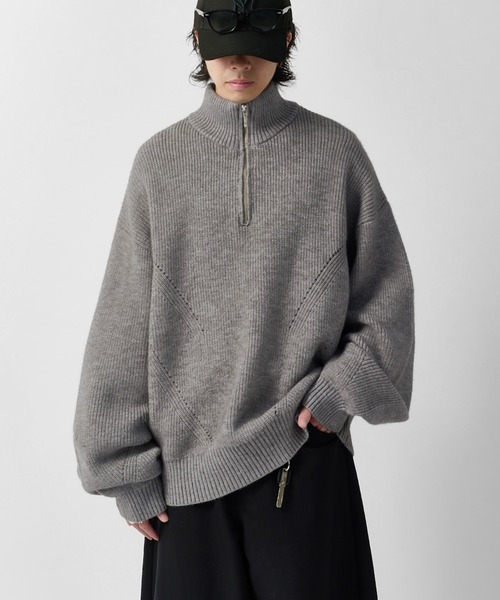 Lui's(ルイス)の「【Neucon】DESIGN OVER HALF-ZIP KNIT / 畦編みデザインオーバーハーフジップニット(ニット/セーター・メンズ・グレー/ネイビー/ブラック・2/1)」の18枚目の写真