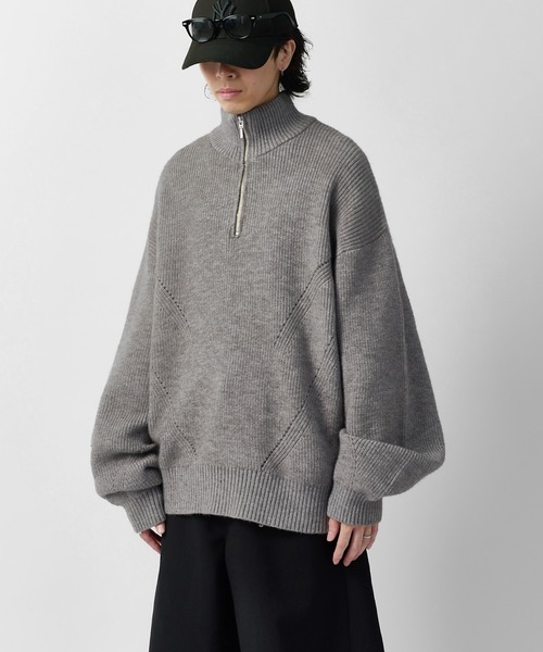 Lui's(ルイス)の「【Neucon】DESIGN OVER HALF-ZIP KNIT / 畦編みデザインオーバーハーフジップニット(ニット/セーター・メンズ・グレー/ネイビー/ブラック・2/1)」の20枚目の写真