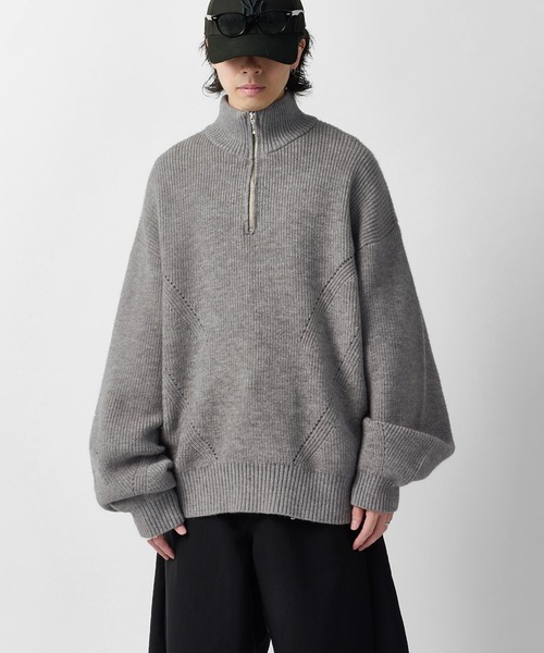 Lui's(ルイス)の「【Neucon】DESIGN OVER HALF-ZIP KNIT / 畦編みデザインオーバーハーフジップニット(ニット/セーター・メンズ・グレー/ネイビー/ブラック・2/1)」の19枚目の写真