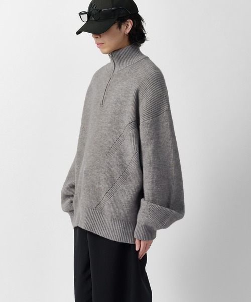 Lui's(ルイス)の「【Neucon】DESIGN OVER HALF-ZIP KNIT / 畦編みデザインオーバーハーフジップニット(ニット/セーター・メンズ・グレー/ネイビー/ブラック・2/1)」の22枚目の写真