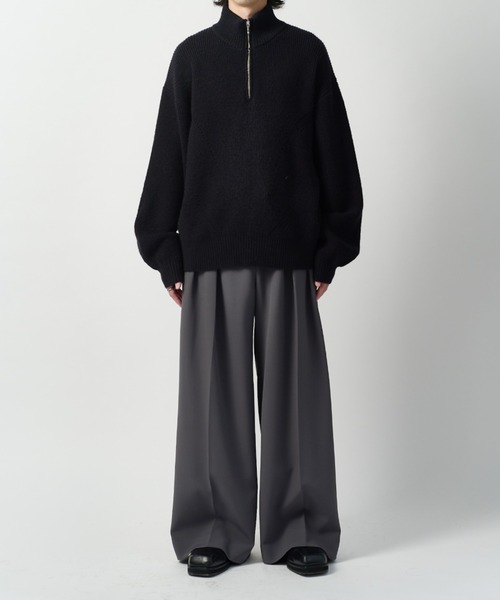 Lui's(ルイス)の「【Neucon】DESIGN OVER HALF-ZIP KNIT / 畦編みデザインオーバーハーフジップニット(ニット/セーター・メンズ・グレー/ネイビー/ブラック・2/1)」の14枚目の写真