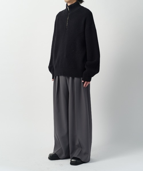 Lui's(ルイス)の「【Neucon】DESIGN OVER HALF-ZIP KNIT / 畦編みデザインオーバーハーフジップニット(ニット/セーター・メンズ・グレー/ネイビー/ブラック・2/1)」の15枚目の写真