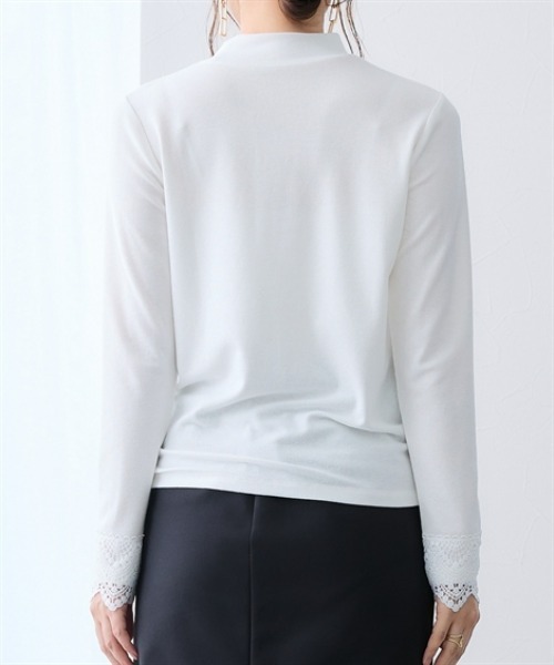 7days Life Styling(セブンデイズライフスタイリング)の「袖口レースモックネックシアーリブトップス(Tシャツ/カットソー・レディース・オフホワイト/ブラック・LL/3L/M/L)」の11枚目の写真