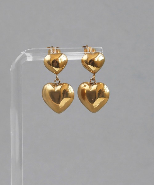 abaskdesign(アバスクデザイン)の「金属アレルギー対応 ぷっくりダブルハートピアス(ピアス(両耳用)・レディース・ゴールド・FREE)」の6枚目の写真