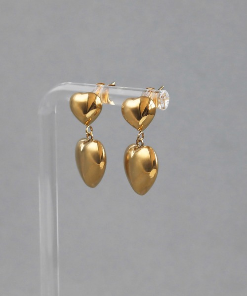 abaskdesign(アバスクデザイン)の「金属アレルギー対応 ぷっくりダブルハートピアス(ピアス(両耳用)・レディース・ゴールド・FREE)」の7枚目の写真