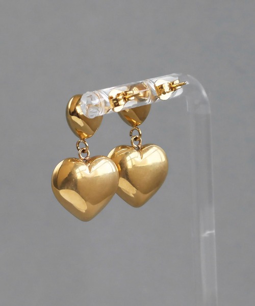 abaskdesign(アバスクデザイン)の「金属アレルギー対応 ぷっくりダブルハートピアス(ピアス(両耳用)・レディース・ゴールド・FREE)」の9枚目の写真
