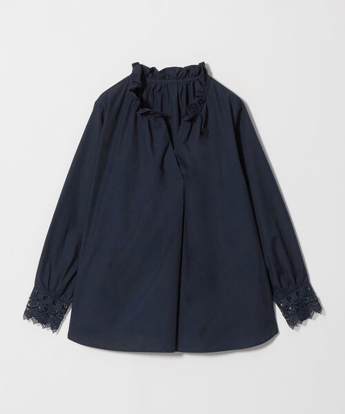 A DAY IN THE LIFE UNITED ARROWS(アデイインザライフユナイテッドアローズ)の「レースカフ フリルネックブラウス <A DAY IN THE LIFE>(シャツ/ブラウス・レディース・ライトグレー/ネイビー/オリーブ・FREE)」の3枚目の写真
