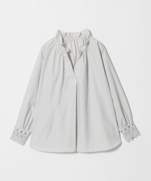 A DAY IN THE LIFE UNITED ARROWS(アデイインザライフユナイテッドアローズ)の「レースカフ フリルネックブラウス <A DAY IN THE LIFE>(シャツ/ブラウス・レディース・ライトグレー/ネイビー/オリーブ・FREE)」の18枚目の写真