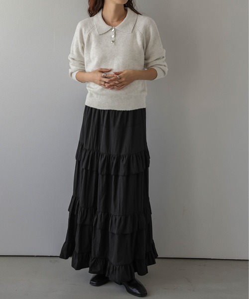 La-gemme(ラジェム)の「ポロカラーニットプルオーバー/襟付き/上品(ニット/セーター・レディース・ブラウン/グレー/ブラック/アイボリー・フリー)」の16枚目の写真