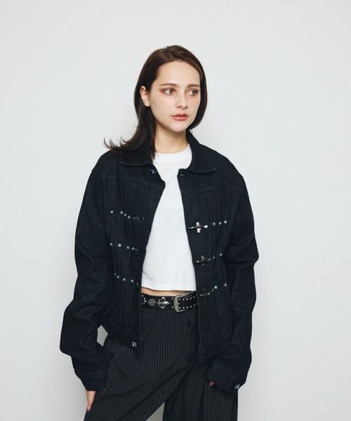 DAZE（デイズ）の「ファイヤーマンバックル デニムジャケット（デニムジャケット・メンズ・ブラック系・SMALL/LARGE/MEDIUM）」の2枚目の写真