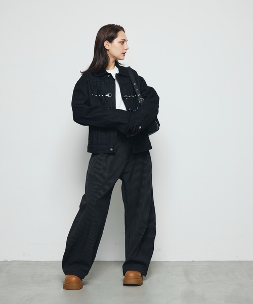DAZE（デイズ）の「ファイヤーマンバックル デニムジャケット（デニムジャケット・メンズ・ブラック系・SMALL/LARGE/MEDIUM）」の13枚目の写真