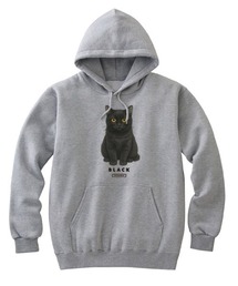 Moftique(モフティック) プルパーカー スウェット 裏毛 黒猫 キャット ペット アニマル プリント トップス レディース ユニセックス